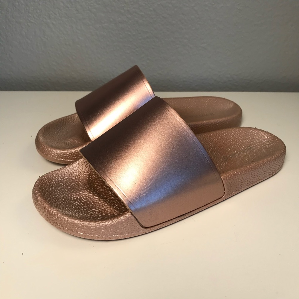 Rose Gold Metallic Slides